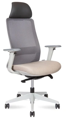 Кресло для руководителя Norden Como grey beige H6301-1-18 серая сетка, бежевая ткань, сиденье слайдер